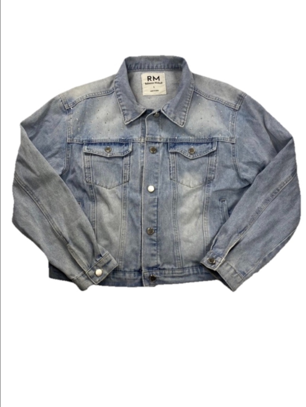 Rebecca Minkoff Blue Rhinestone Jean Jacket Women’s Size Large